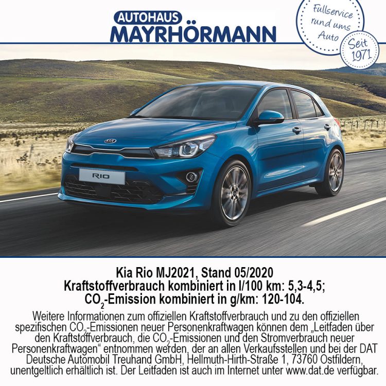 Auto des Monats 08-2020 Kia Rio – Autohaus Mayrhörmann GmbH