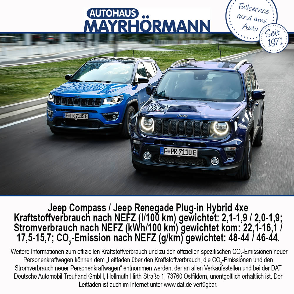 Auto des Monats 09-2020 Jeep Compass Jeep Renegade Plug-in Hybrid 4xe - Blog News