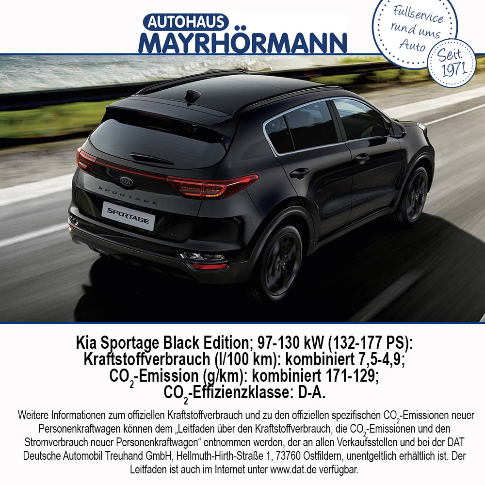 Auto des Monats 02-2021 Kia Sportage Black Edition / Autohaus Mayrhörmann GmbH