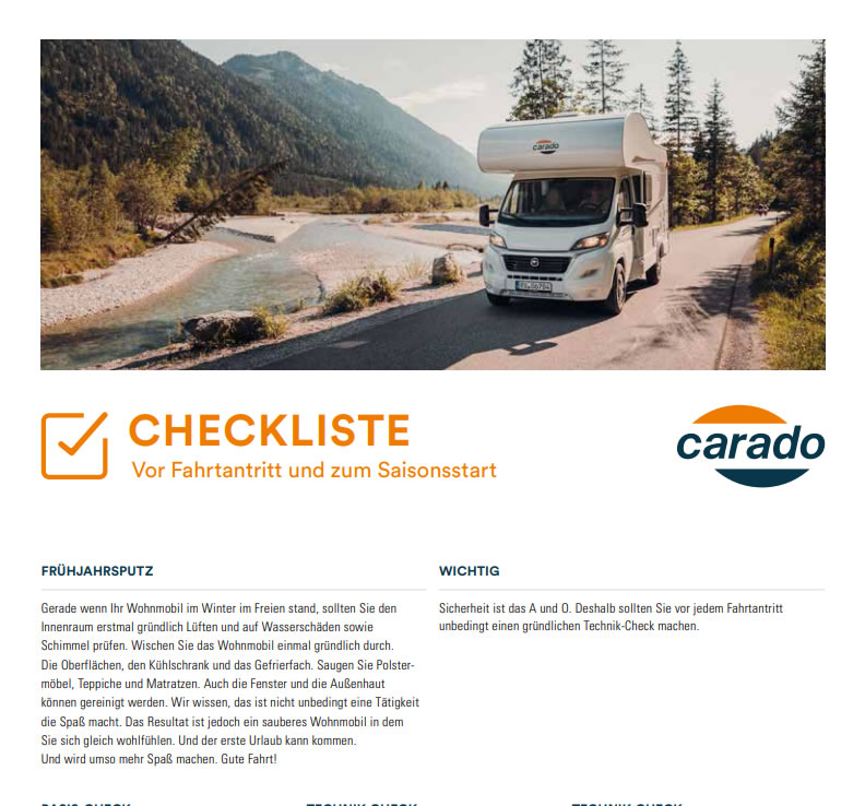 Checkliste Saisonstart Wohnmobil