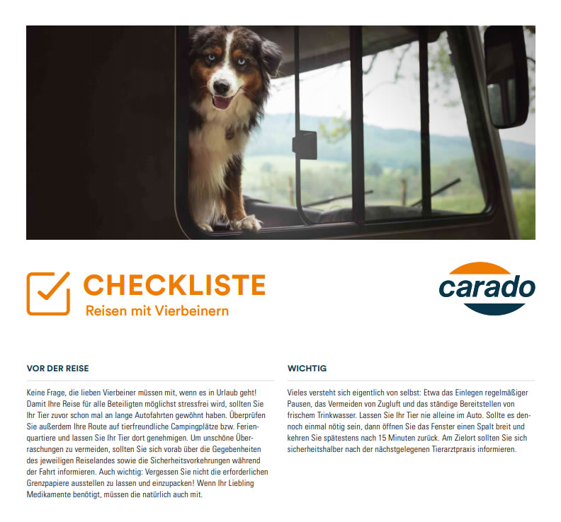 Checkliste Vierbeiner Wohnmobil