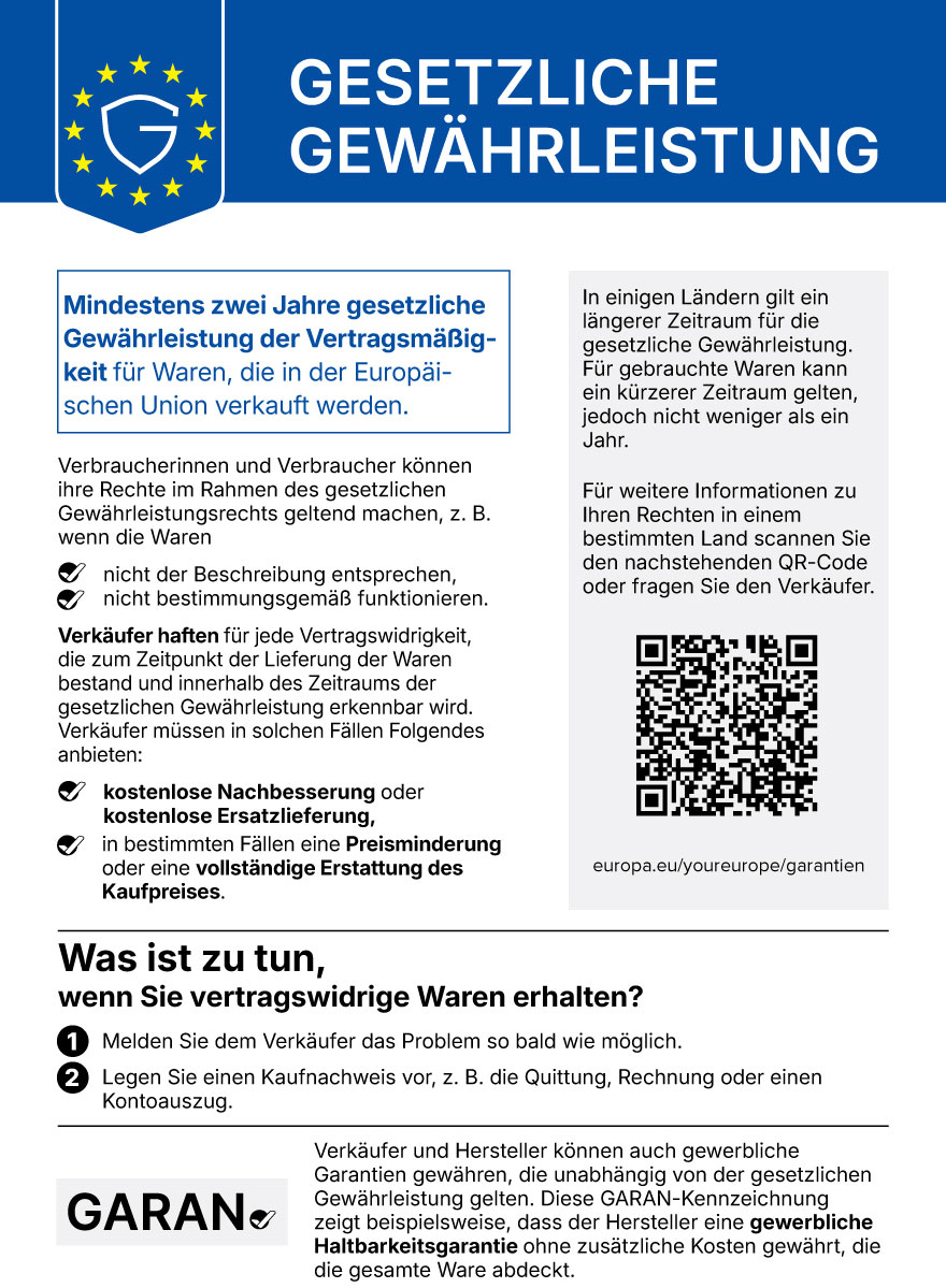 EU-Label Gewaehrleistung Gewährleistung / EU-Label deutsch